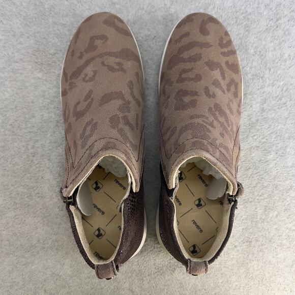 Revere Dublin Leather Zip Up Ankle Sneaker Shoe-Camo Espresso -Women Size 8 *NEW - Picture 7 of 15